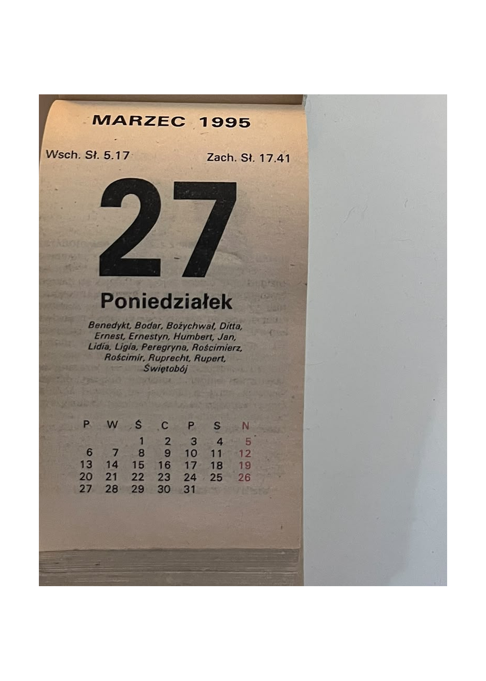 Drugie zdjęcie – Kalendarz 1995 – Instytut Alberta